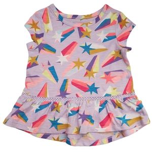 Girls Cat & Jack Shooting Star Tunic Tee Size 18M Lavender Mulitcolor